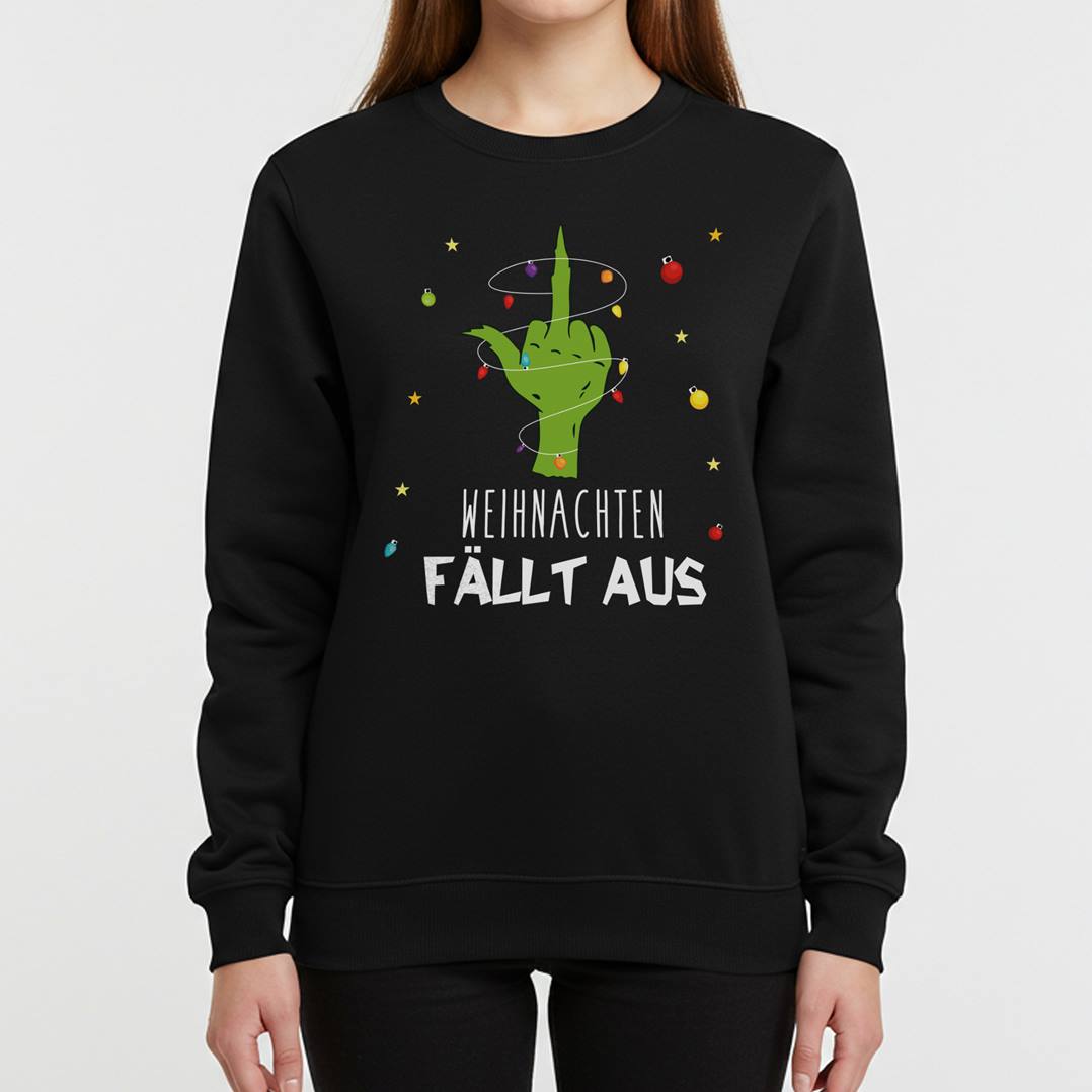 Weihnachtspullover - Grinch - Weihnachten fällt aus (Mittelfinger)