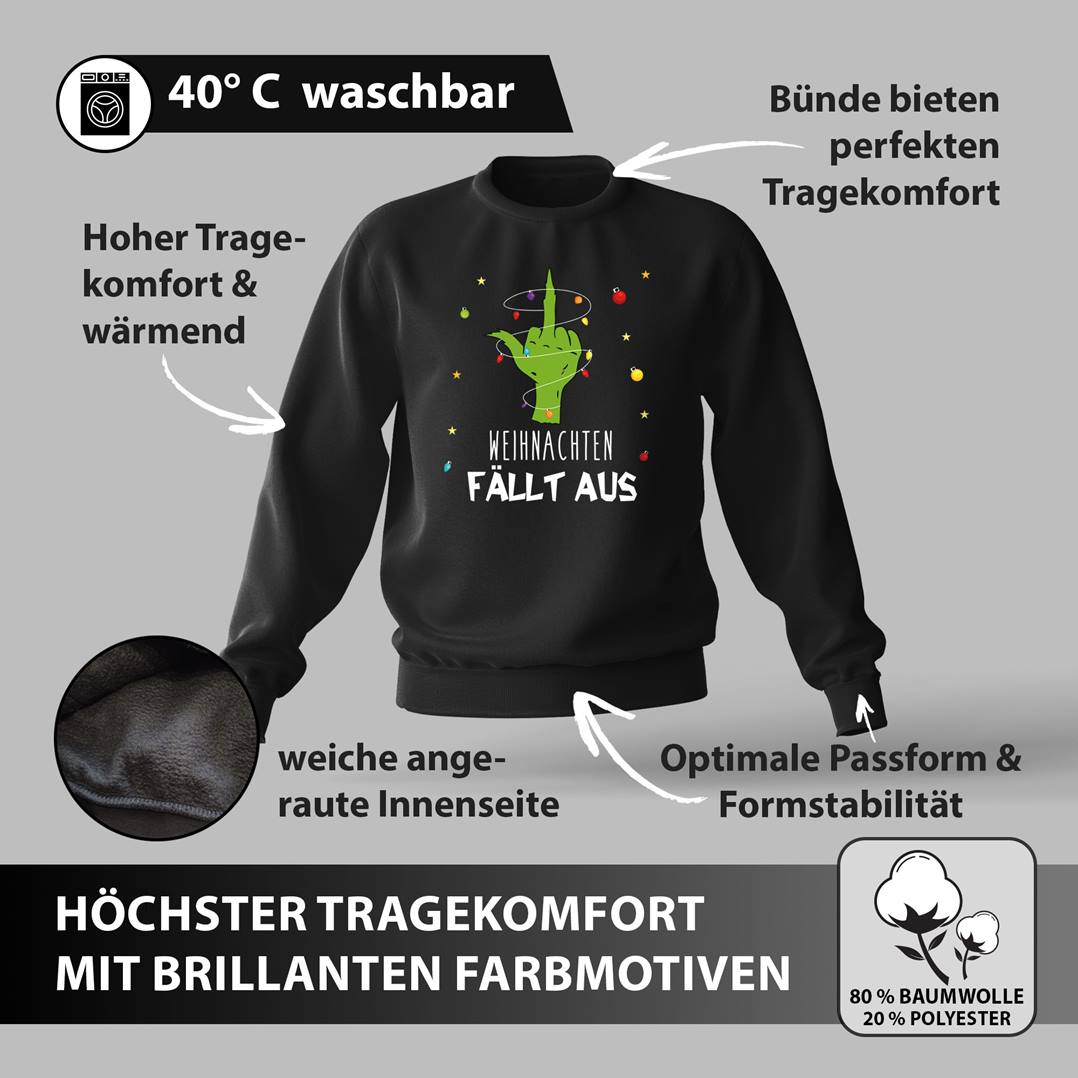 Weihnachtspullover - Grinch - Weihnachten fällt aus (Mittelfinger)