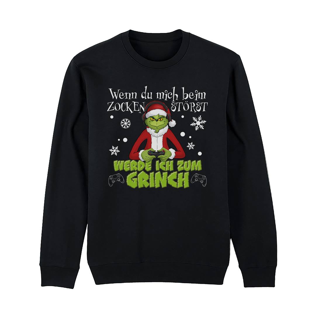 Weihnachtspullover - Wenn Du mich beim Zocken störst, werde ich zum Grinch