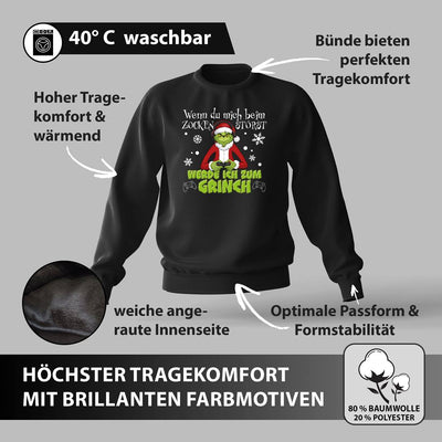 Weihnachtspullover - Wenn Du mich beim Zocken störst, werde ich zum Grinch