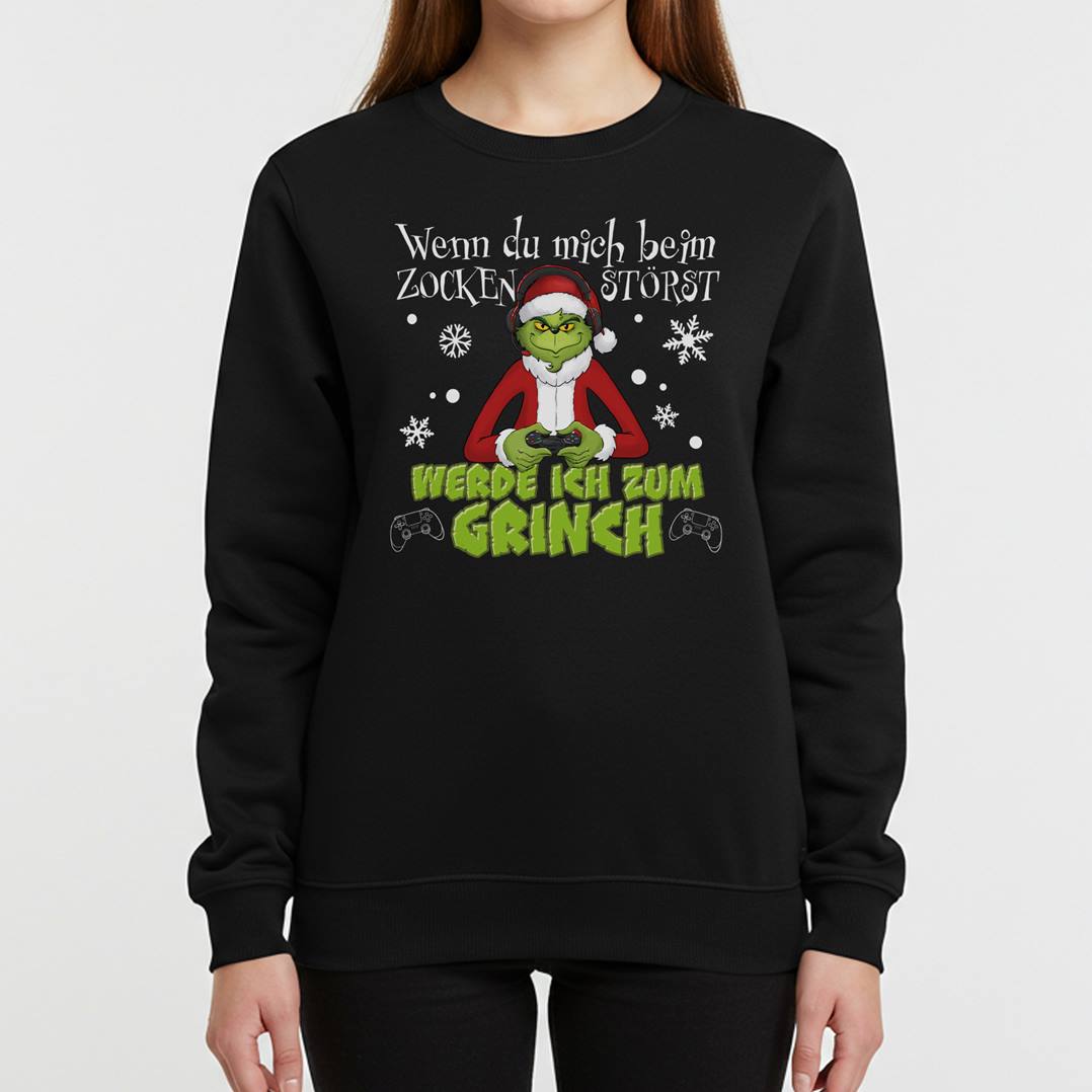 Weihnachtspullover - Wenn Du mich beim Zocken störst, werde ich zum Grinch