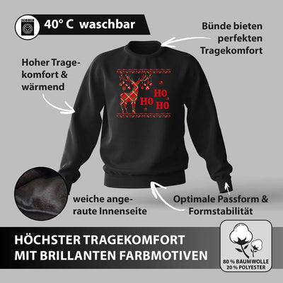 Weihnachtspullover - Ho Ho Ho (Rentier)
