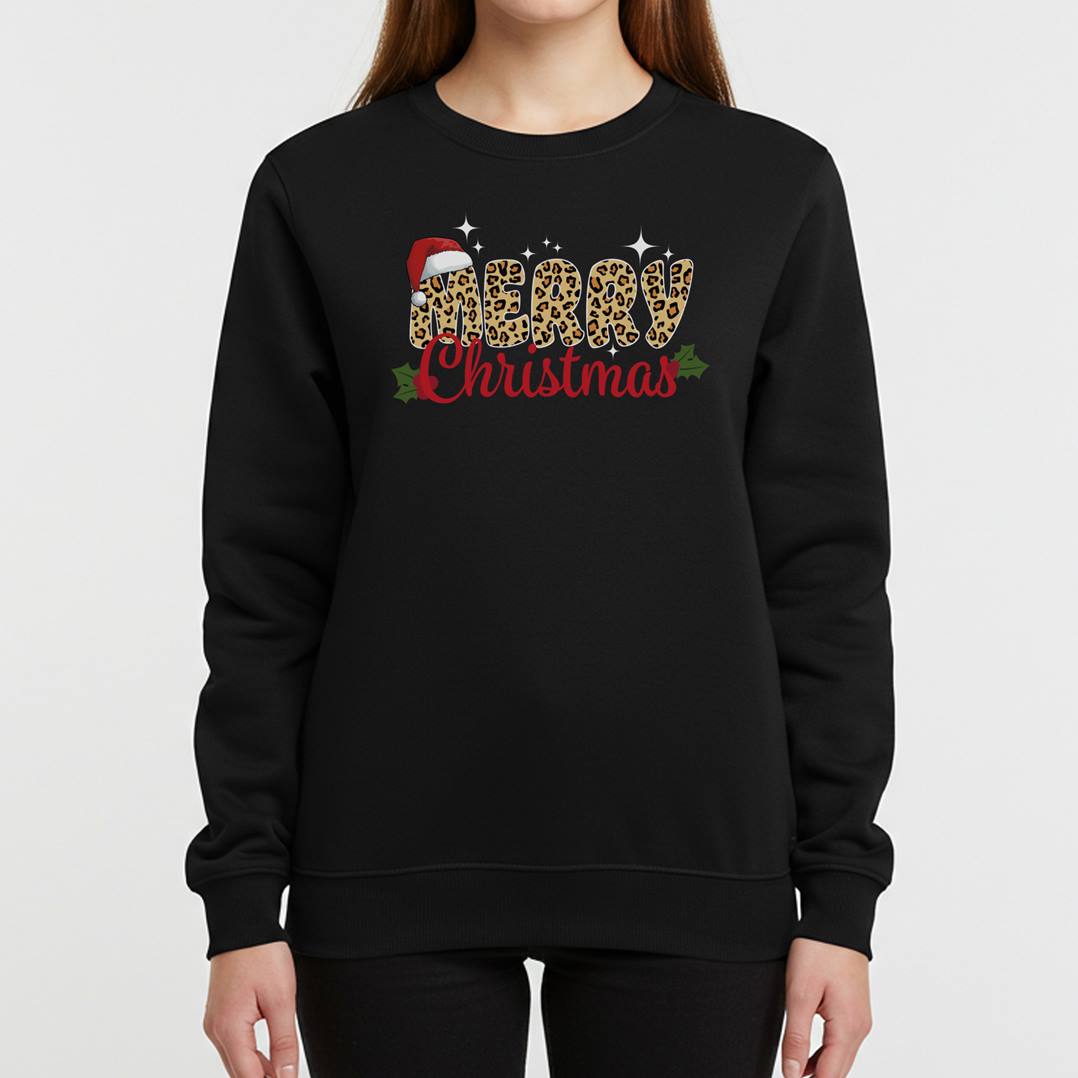 Weihnachtspullover - Merry Christmas (Leo-Print)