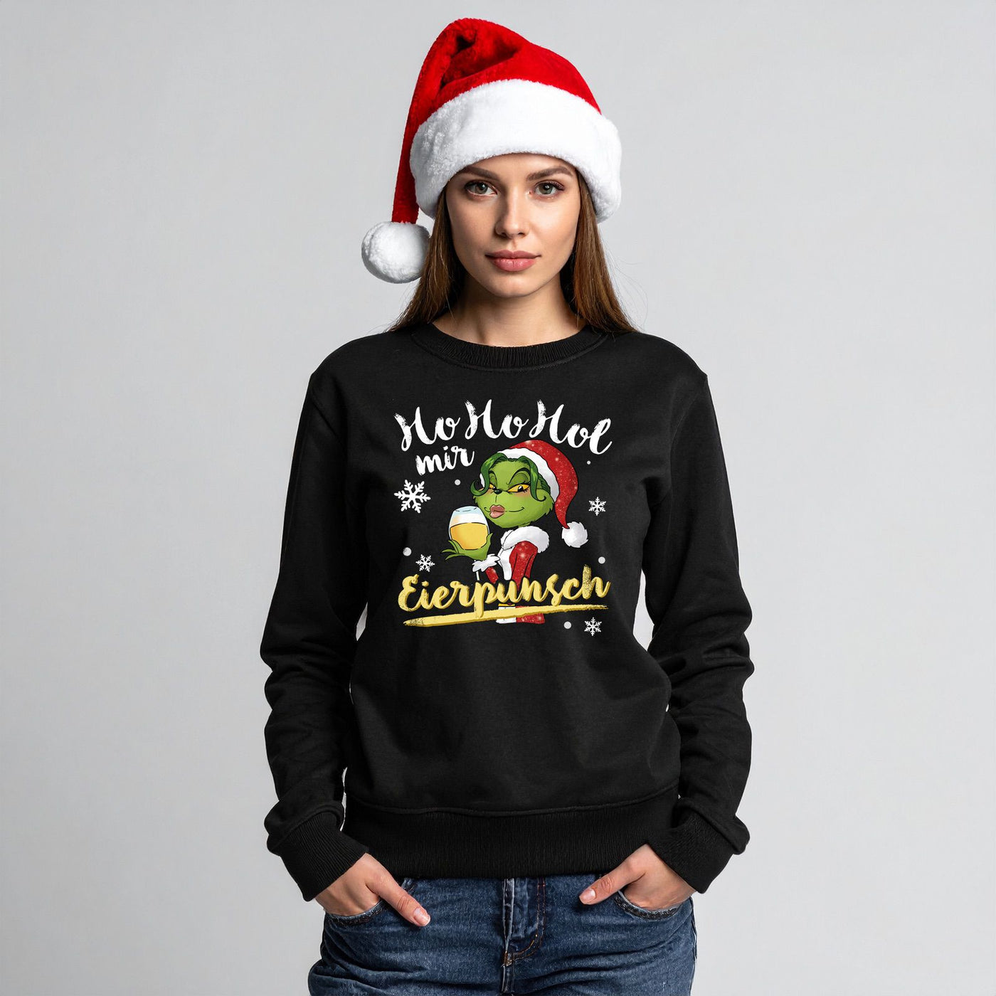 Weihnachtspullover - Miss Grinch - Ho Ho Hol mir Eierpunsch