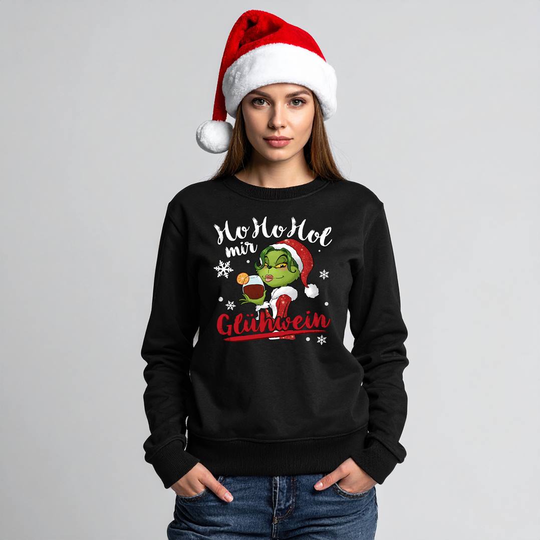 Weihnachtspullover - Miss Grinch - Ho Ho Hol mir Glühwein