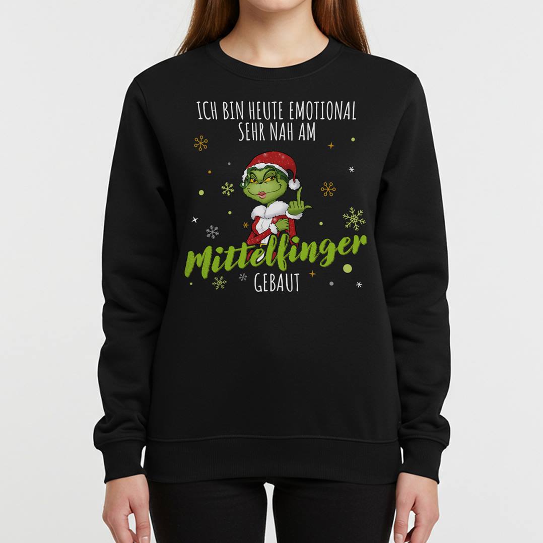 Weihnachtspullover - Miss Grinch - Ich bin heute emotional sehr nah am Mittelfinger gebaut