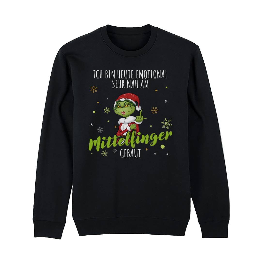 Weihnachtspullover - Miss Grinch - Ich bin heute emotional sehr nah am Mittelfinger gebaut
