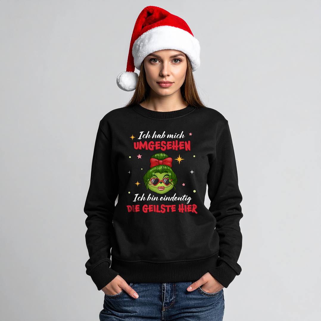 Weihnachtspullover - Miss Grinch - Ich hab mich umgesehen, ich bin eindeutig die Geilste hier (Damen) - V2