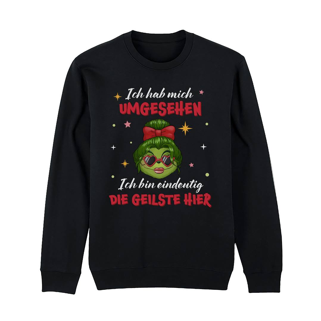 Weihnachtspullover - Miss Grinch - Ich hab mich umgesehen, ich bin eindeutig die Geilste hier (Damen) - V2