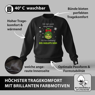 Weihnachtspullover - Miss Grinch - Ich hab mich umgesehen, ich bin eindeutig die Geilste hier (Damen)
