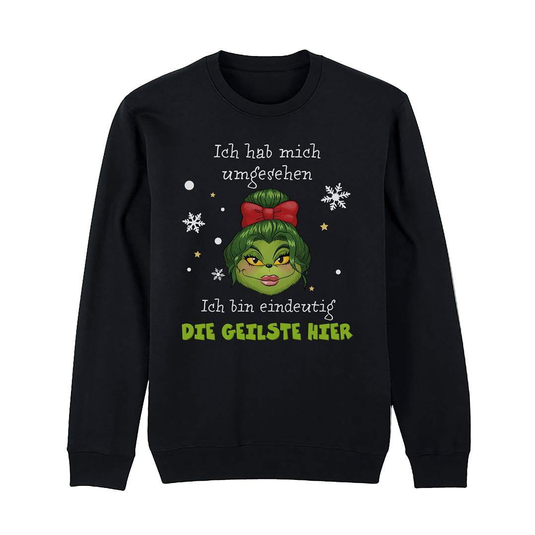 Weihnachtspullover - Miss Grinch - Ich hab mich umgesehen, ich bin eindeutig die Geilste hier (Damen)