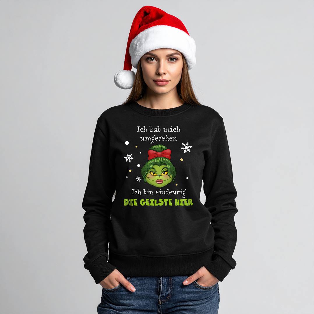 Weihnachtspullover - Miss Grinch - Ich hab mich umgesehen, ich bin eindeutig die Geilste hier (Damen)