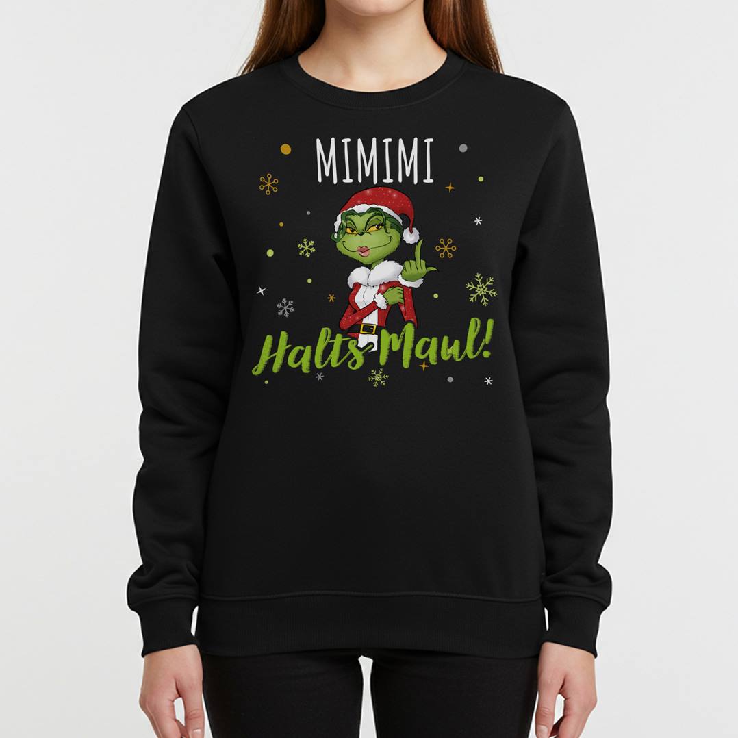 Weihnachtspullover - Miss Grinch - Mimimi Halts Maul! (Mittelfinger)