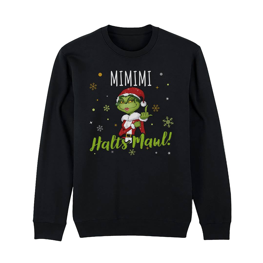 Weihnachtspullover - Miss Grinch - Mimimi Halts Maul! (Mittelfinger)