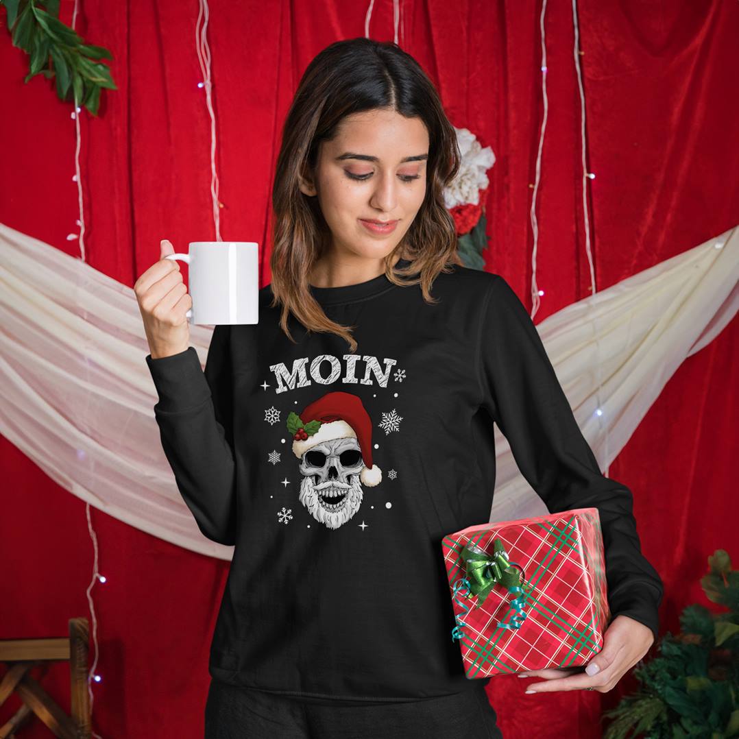Weihnachtspullover - Moin (Totenkopf)