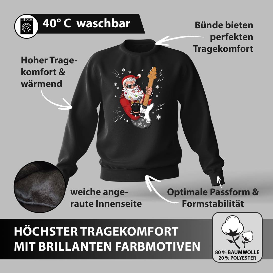 Weihnachtspullover - Rocker-Weihnachtsmann