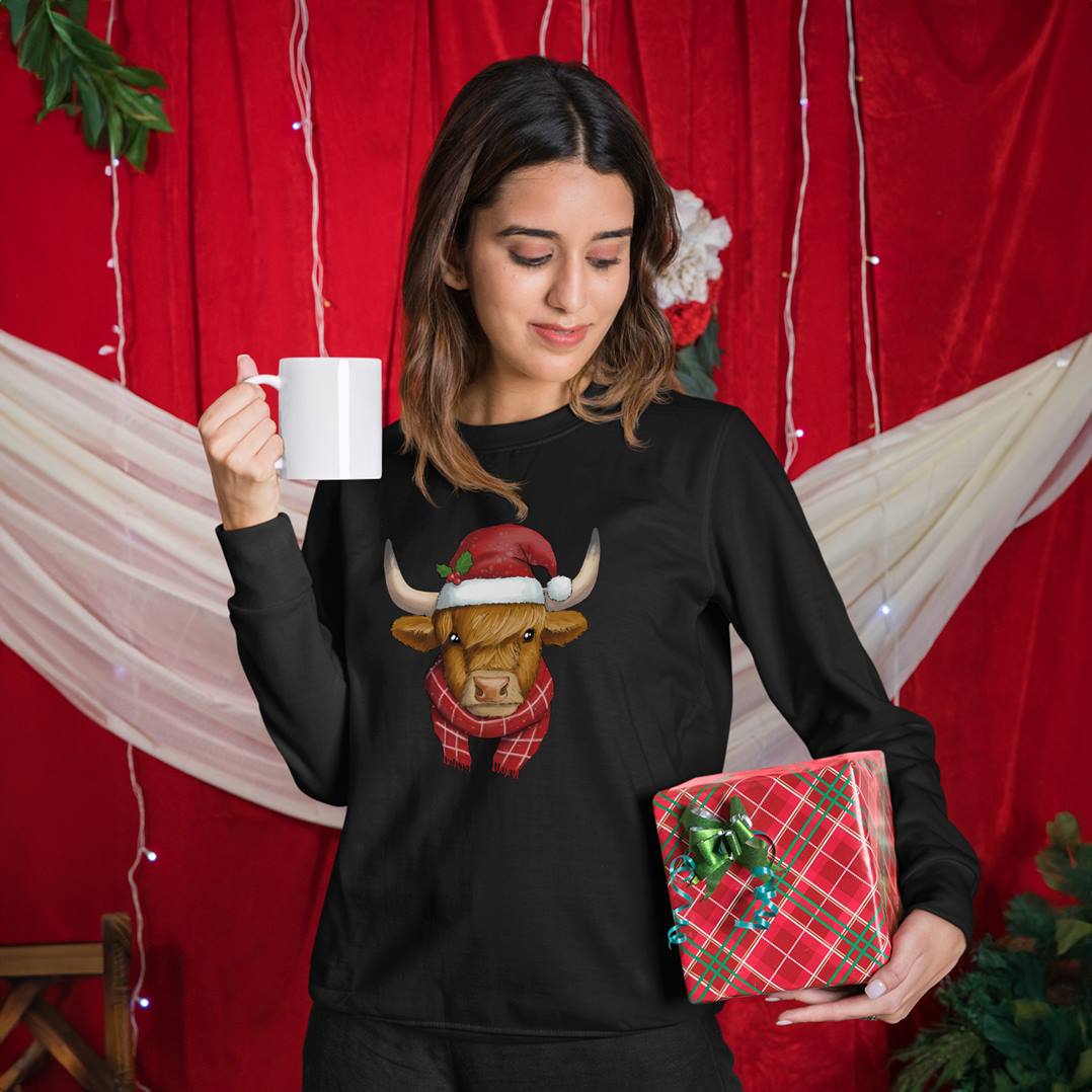 Weihnachtspullover - Schottisches Hochlandrind (Weihnachten)