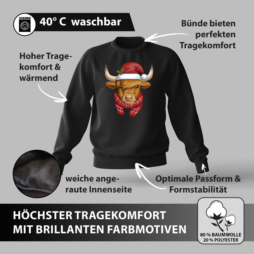 Weihnachtspullover - Schottisches Hochlandrind (Weihnachten)