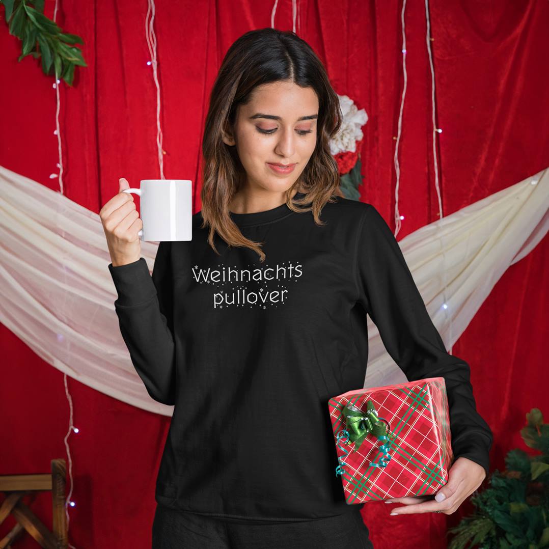 Weihnachtspullover - Schriftzug & Schneeflocken