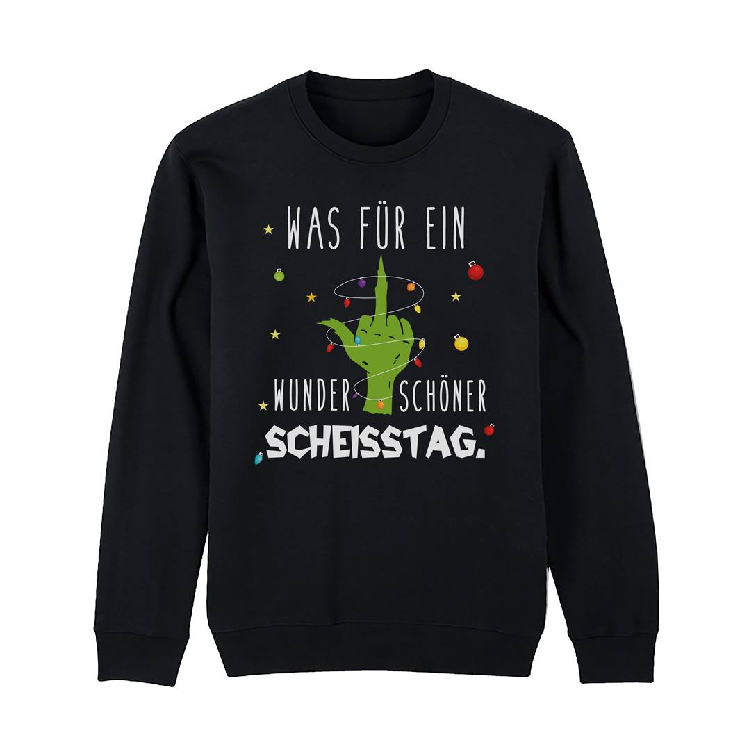 Weihnachtspullover - Grinch - Was für ein wunderschöner Scheißtag (Mittelfinger)
