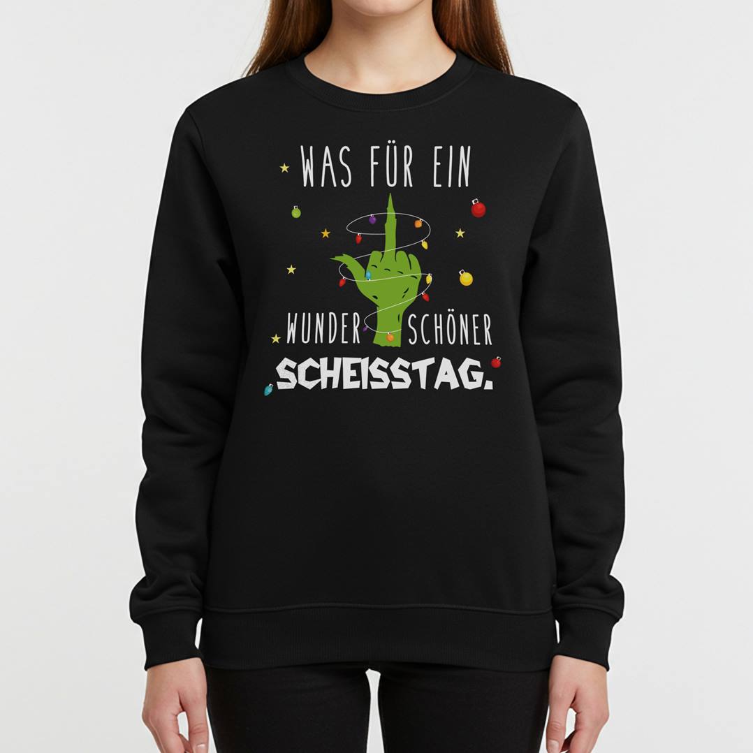 Weihnachtspullover - Grinch - Was für ein wunderschöner Scheißtag (Mittelfinger)