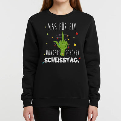 Weihnachtspullover - Grinch - Was für ein wunderschöner Scheißtag (Mittelfinger)