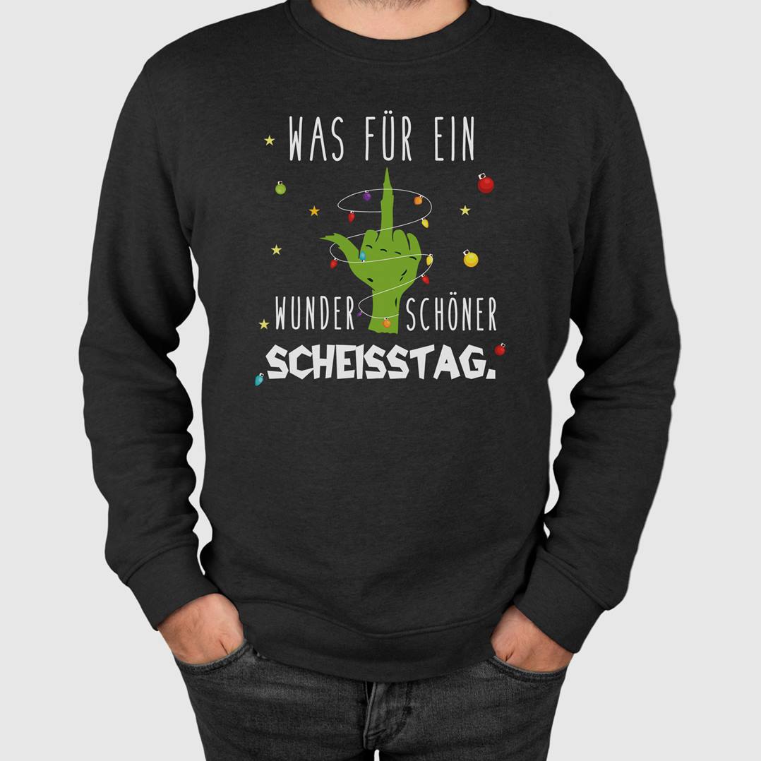 Weihnachtspullover - Grinch - Was für ein wunderschöner Scheißtag (Mittelfinger)