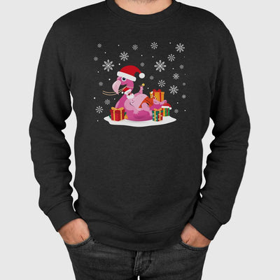 Weihnachtspullover - Weihnachtsmann im Flamingo-Schwimmring