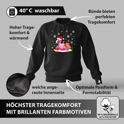 Weihnachtspullover - Weihnachtsmann im Flamingo-Schwimmring