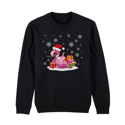 Weihnachtspullover - Weihnachtsmann im Flamingo-Schwimmring