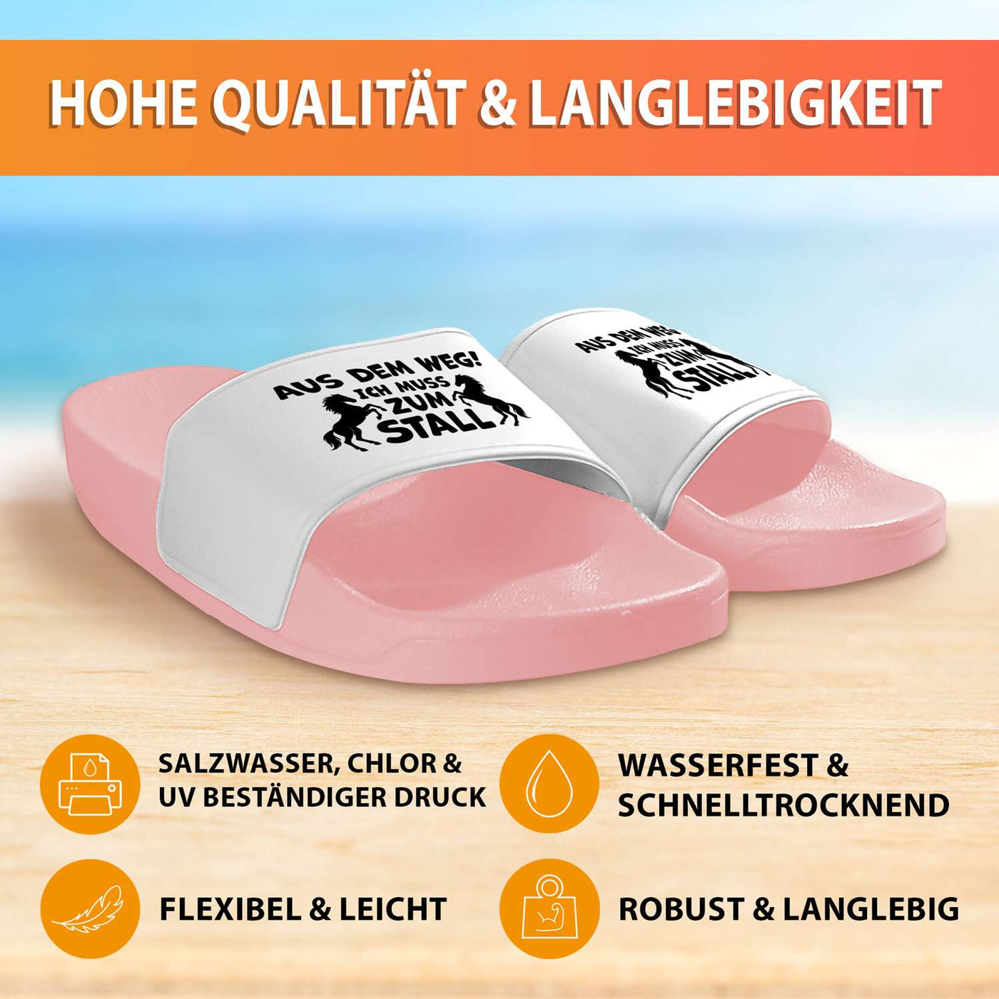 Badeschuhe - Aus dem Weg! Ich muss zum Stall