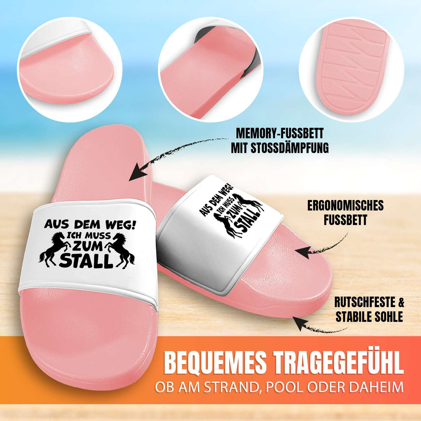 Badeschuhe - Aus dem Weg! Ich muss zum Stall