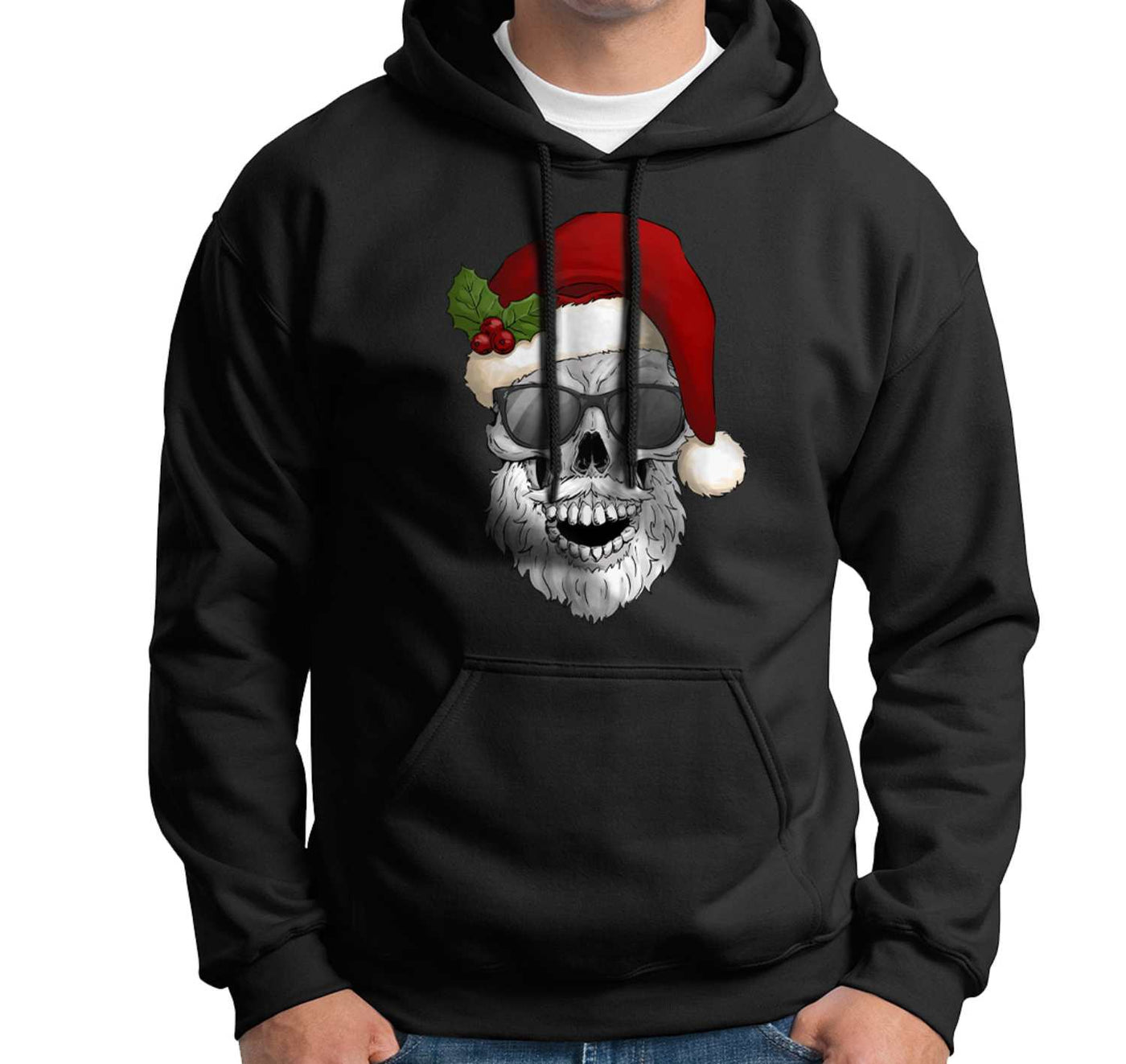 Hoodie -  Totenkopf mit Sonnenbrille (Weihnachten)