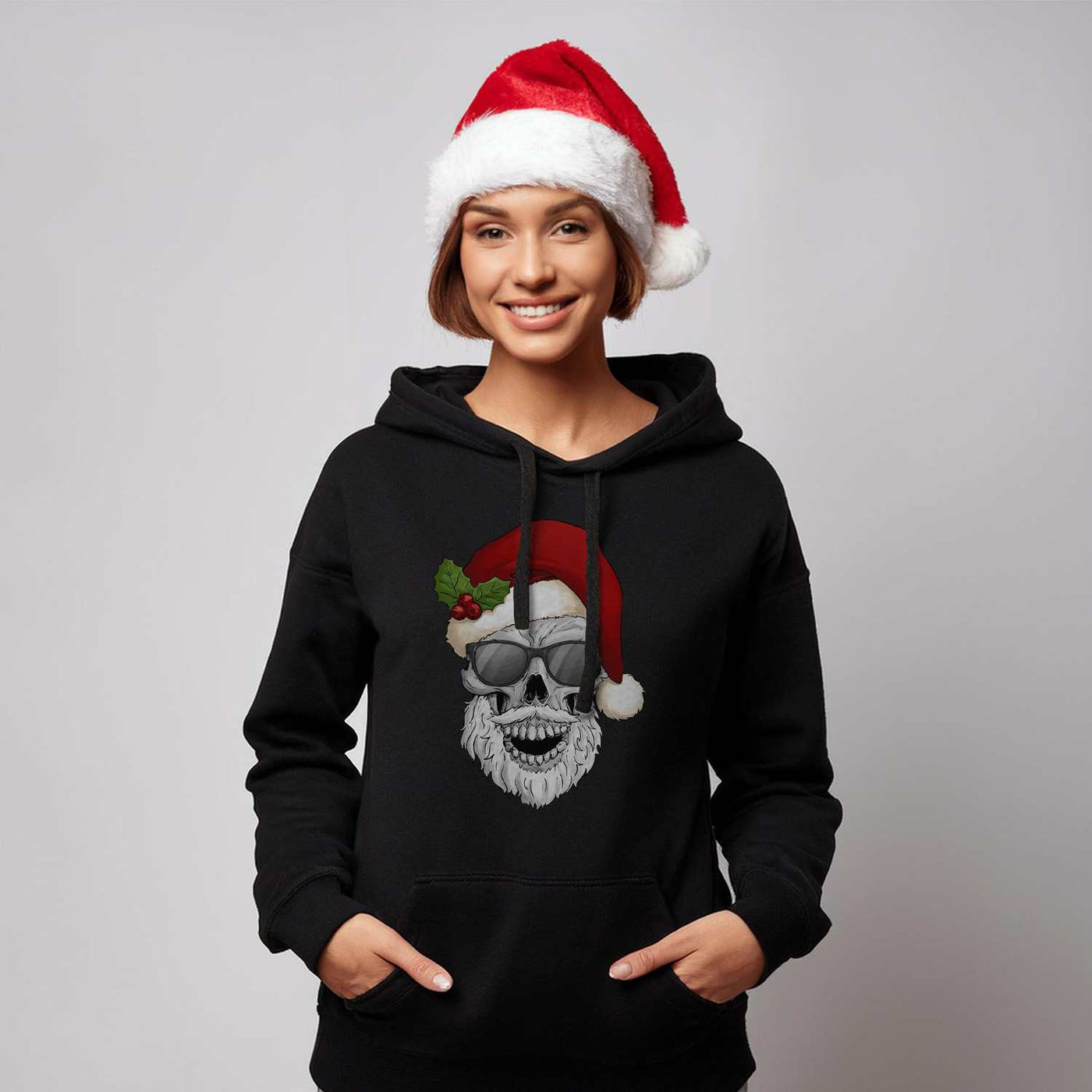 Hoodie -  Totenkopf mit Sonnenbrille (Weihnachten)