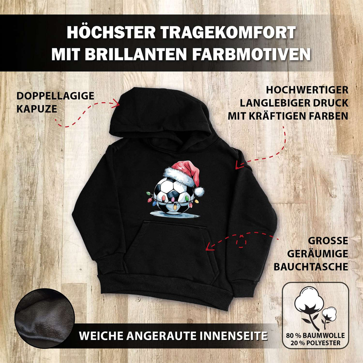 Hoodie Kinder - Fußball (Weihnachtsedition)