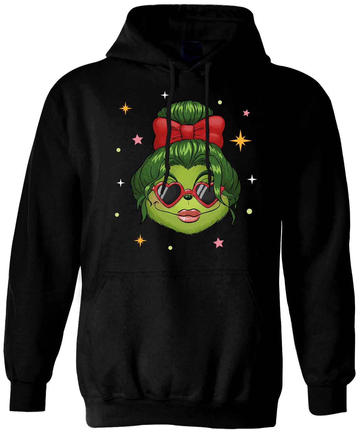 Hoodie - Coole Miss Grinch (Gesicht-Damen)