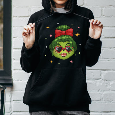 Hoodie - Coole Miss Grinch (Gesicht-Damen)