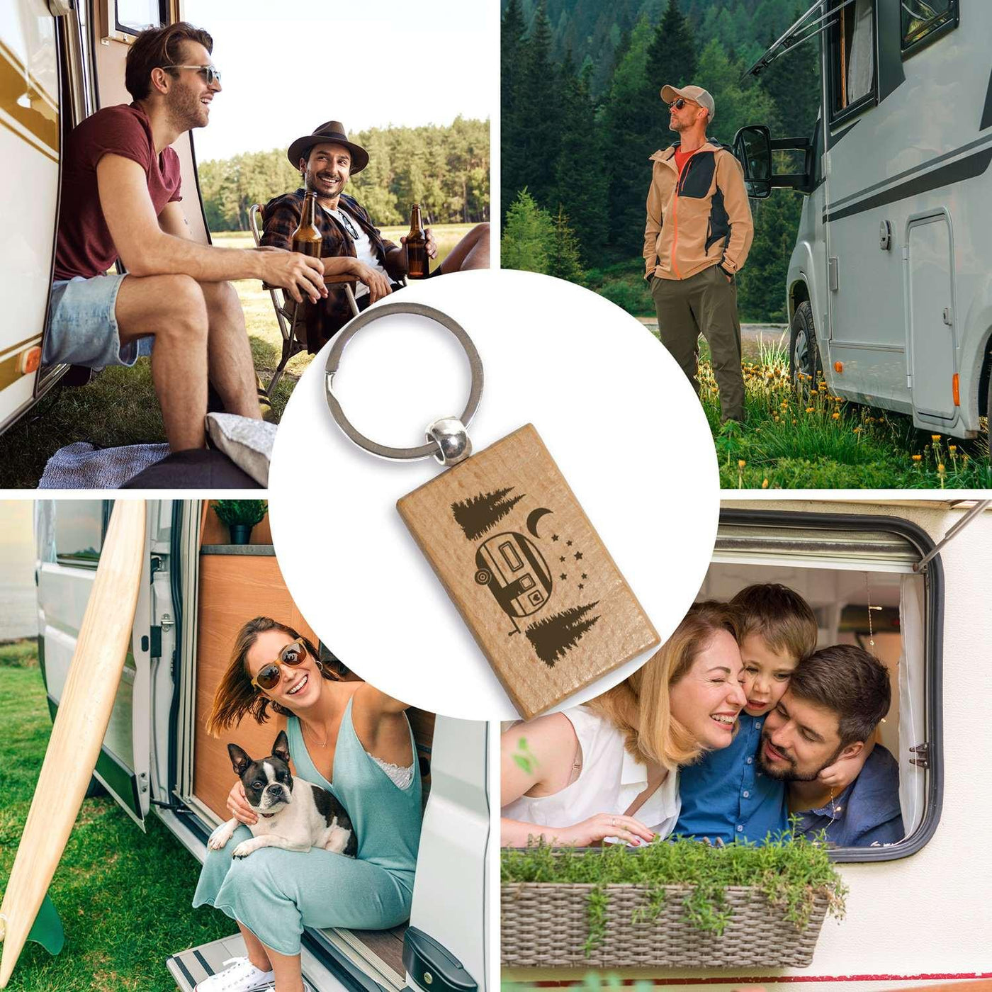 schlüsselanhänger camper Buchenholz-Schlüsselanhänger "Camper" – Geschenk für Camping-Fans – Tassenbrennerei