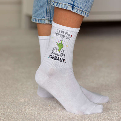 Socken - Grinch - Ich bin heute emotional sehr nah am Mittelfinger gebaut