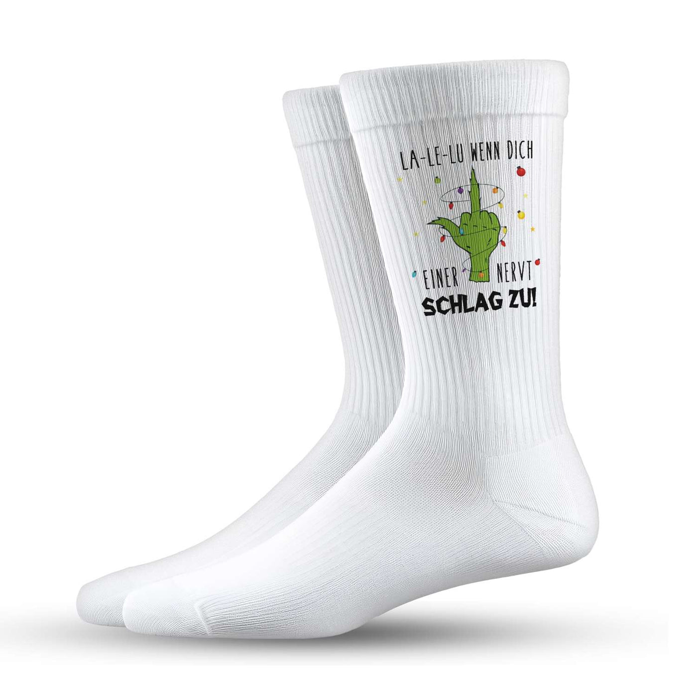 Socken - Grinch - La-Le-Lu wenn dich einer nervt schlag zu! (Mittelfinger)
