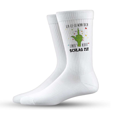Socken - Grinch - La-Le-Lu wenn dich einer nervt schlag zu! (Mittelfinger)