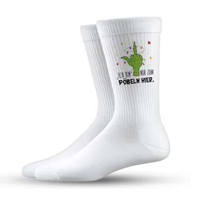 Socken - Grinch - Ich bin nur zum Pöbeln hier. (Mittelfinger)