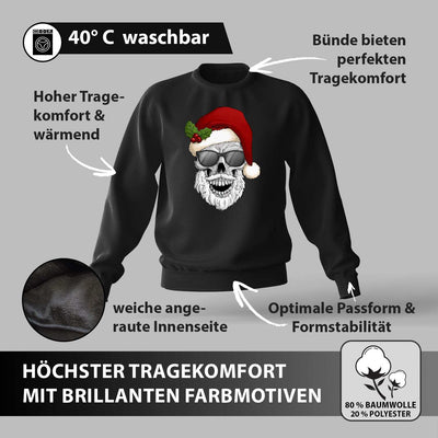 Weihnachtspullover - Totenkopf mit Sonnenbrille