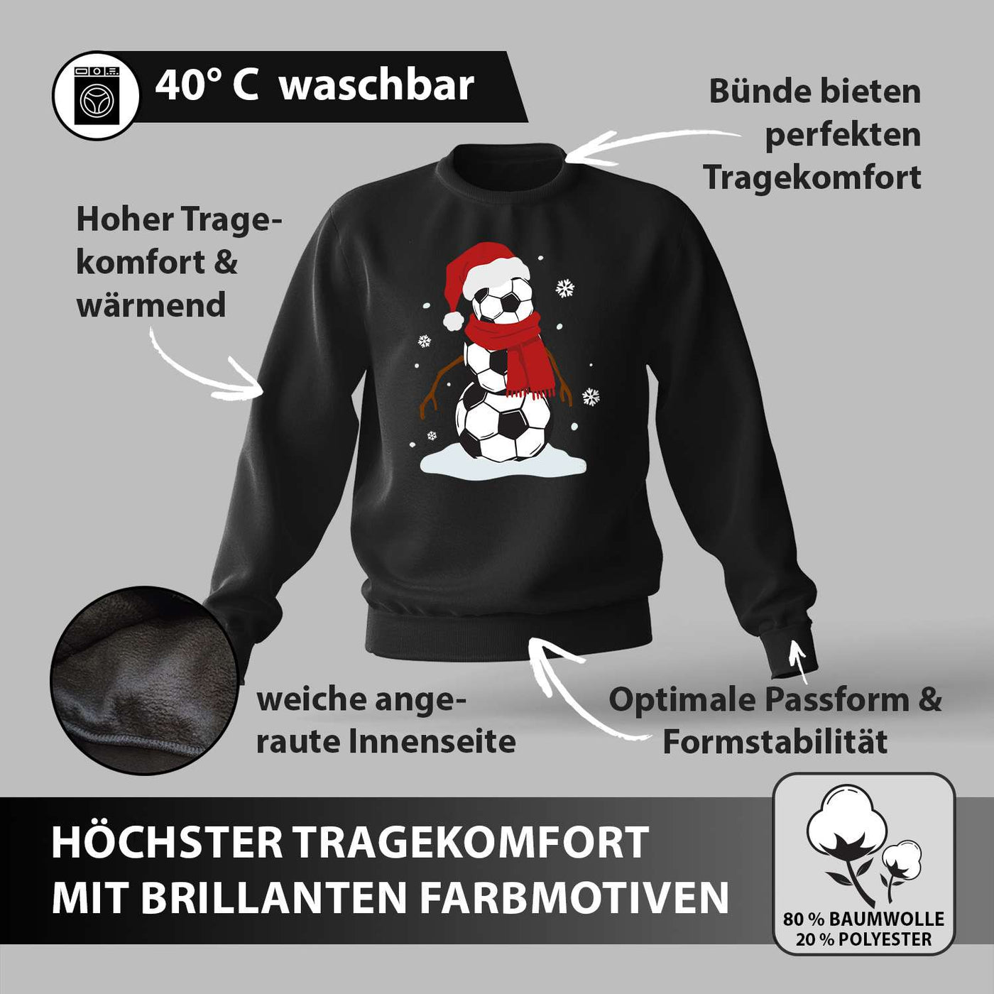 Weihnachtspullover - Fußball-Schneemann