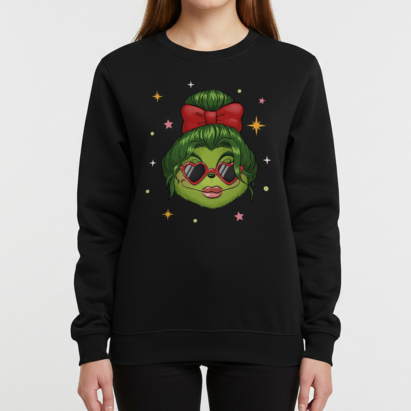 Weihnachtspullover - Coole Miss Grinch (Gesicht-Damen)