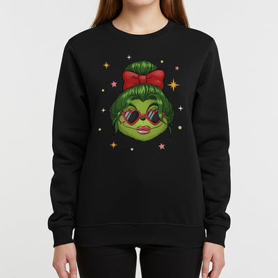 Weihnachtspullover - Coole Miss Grinch (Gesicht-Damen)