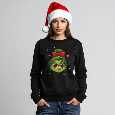 Weihnachtspullover - Coole Miss Grinch (Gesicht-Damen)