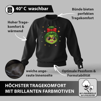 Weihnachtspullover - Coole Miss Grinch (Gesicht-Damen)