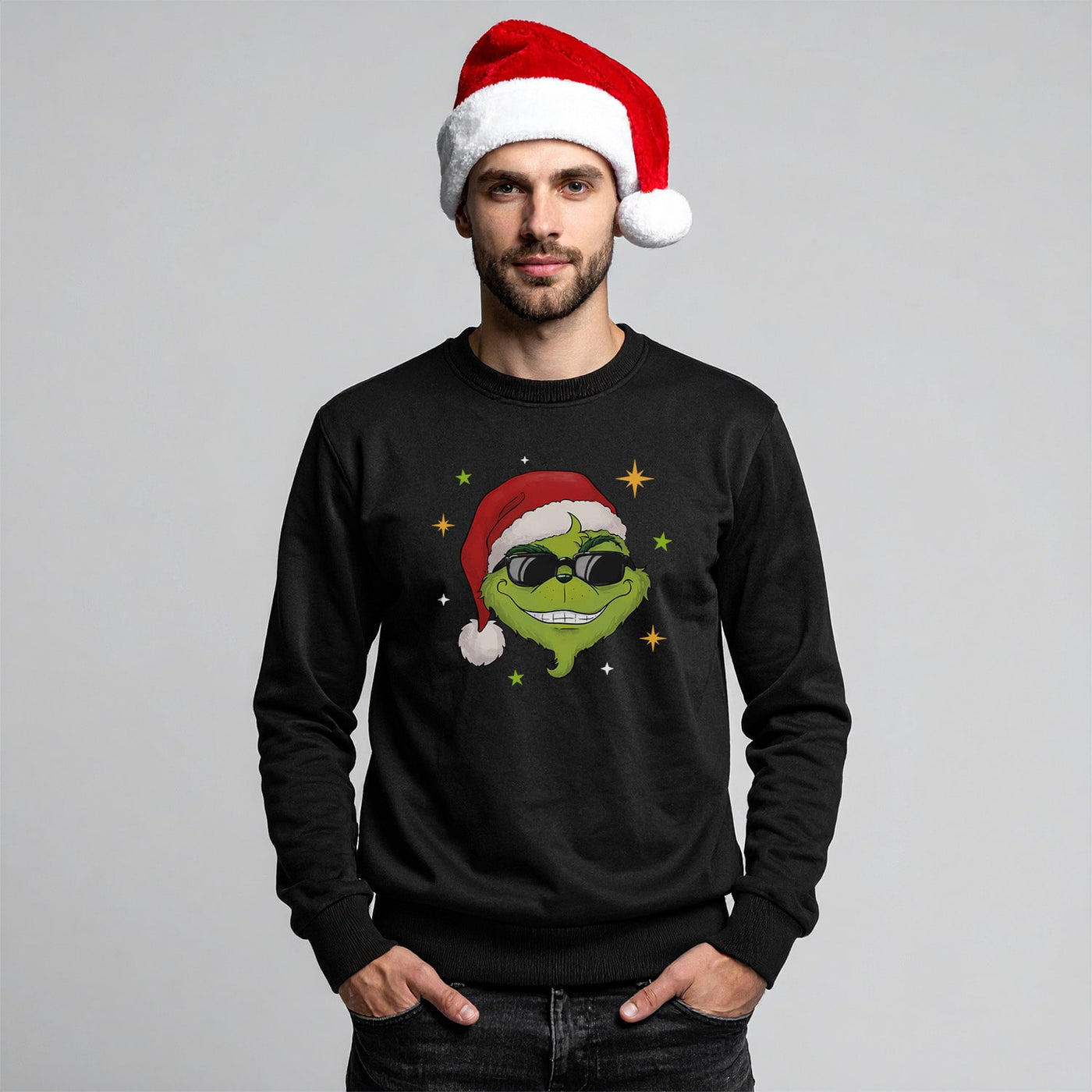 Weihnachtspullover - Cooler Grinch (Gesicht-Herren)