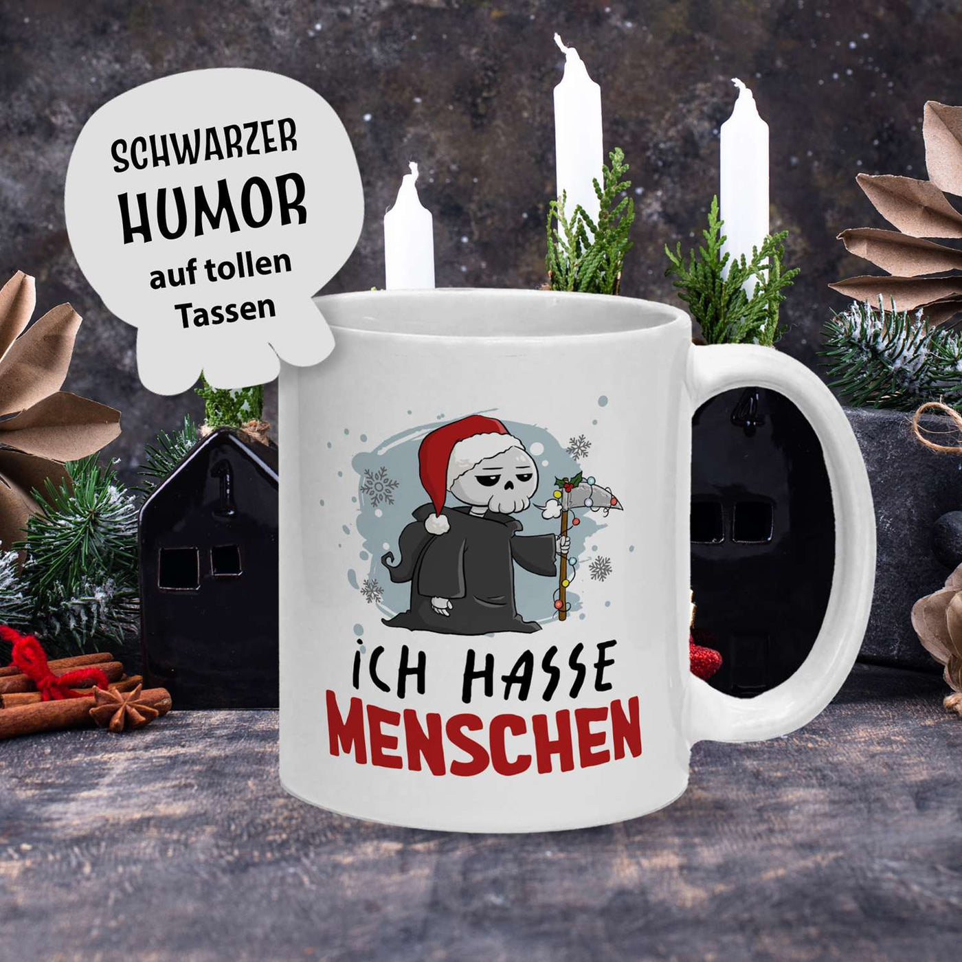 Sensebald Tasse - Ich hasse Menschen (Weihnachten)